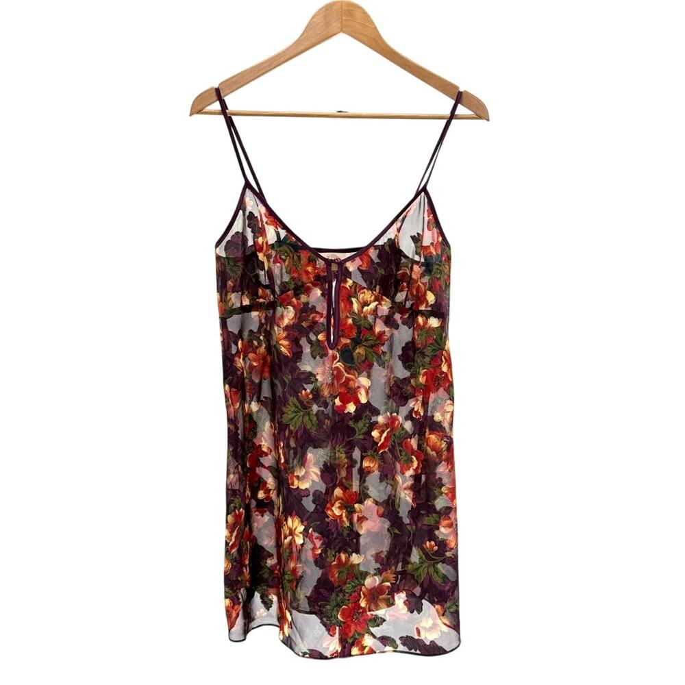 Vtg. Sheer Burnout Floral Empire Babydoll Keyhole M Slip Top Cottagegoth Moody